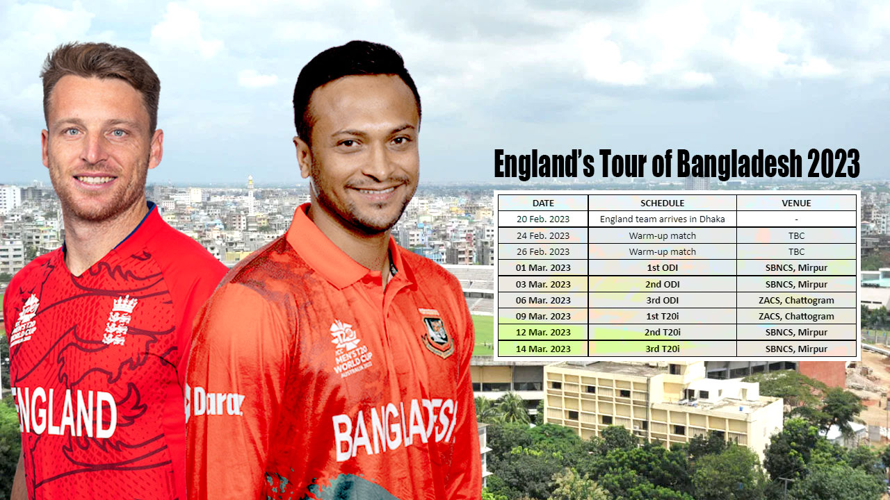 ইংল্যান্ডের বাংলাদেশ সফরের সফরসূচী ঘোষণা করা হয়েছে।